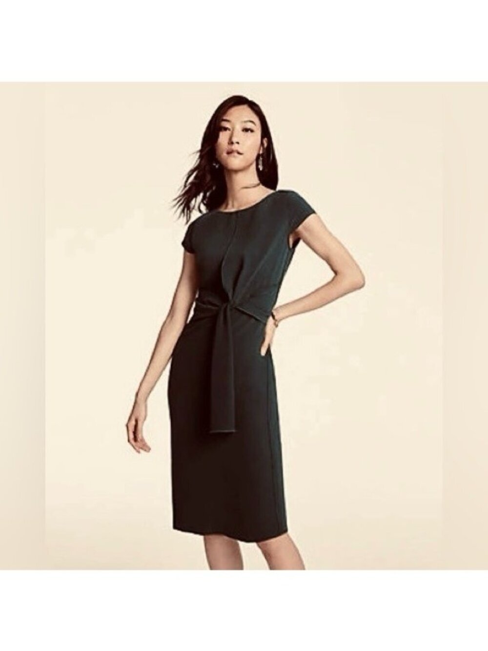 NEW Ann Taylor Tie Waist Sheath Dress 6 Black